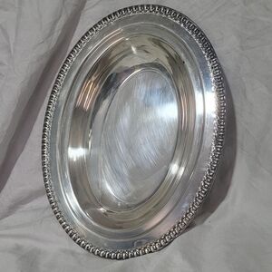 Vintage Wilcox Silver Plate Oval Serving Bowl Brandon Hall Pattern 11"